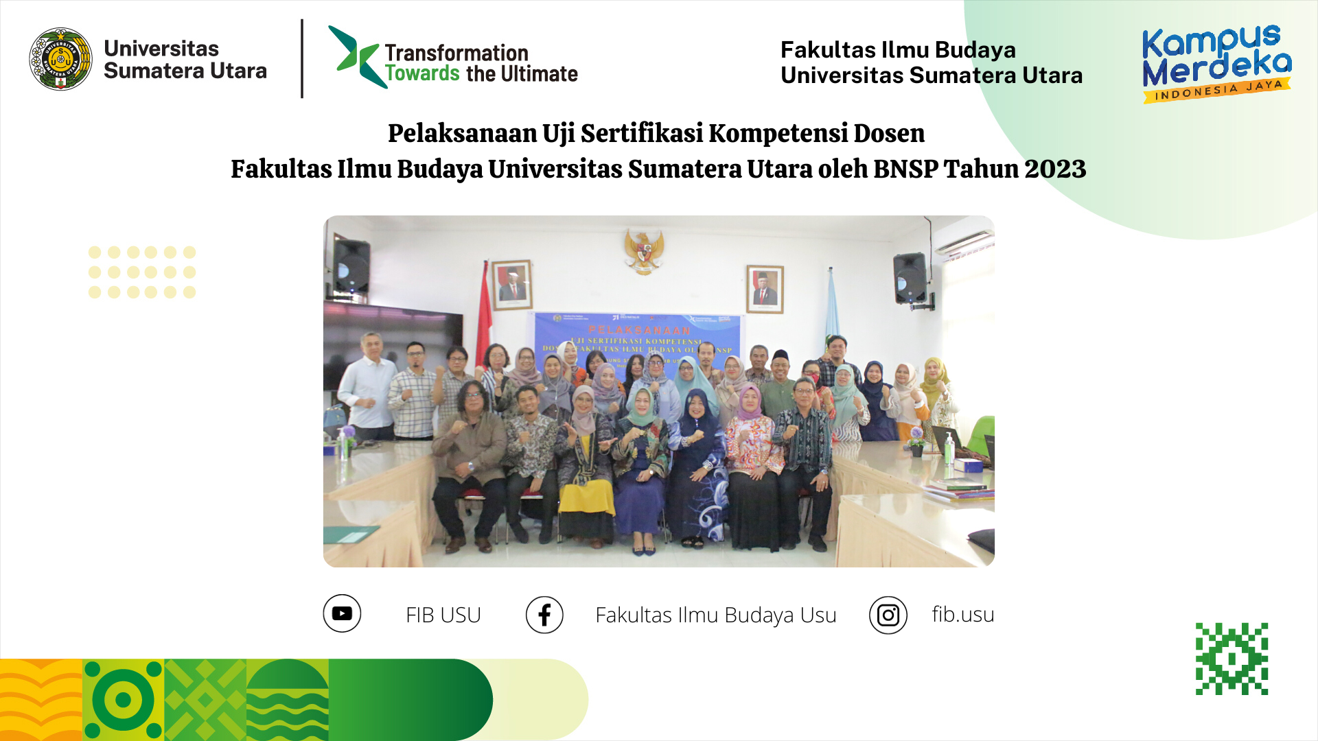 Pelaksanaan Uji Sertifikasi Kompetensi Dosen Fakultas Ilmu Budaya Universitas Sumatera Utara oleh BNSP Tahun 2023